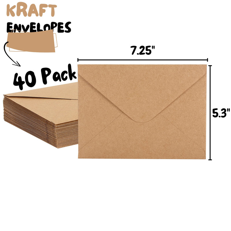 [Australia - AusPower] - Mr. Pen- Kraft Envelopes, 40 Pack, 5 x 7 Inch, A7 Envelopes, Brown Envelopes, Card Envelopes, Kraft Paper Envelopes, Invitation Envelopes, Postcard Envelopes 