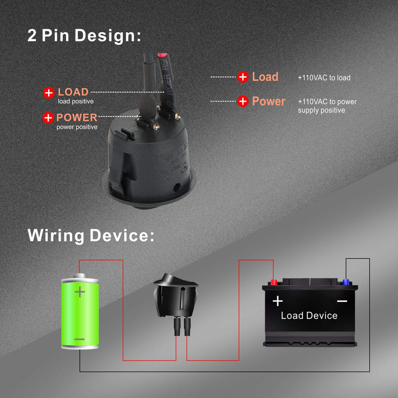 [Australia - AusPower] - APIELE 10Pcs Rocker Switch ON Off KCD1 Mini Round Toggle Switch SPST 2Pin Snap-in Design Car Boat Automotive with Wires Pre-Wired AC 6A/250V 10A/125V 12VDC KCD1-5-101 