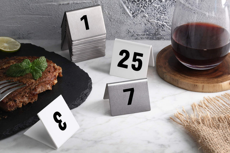 [Australia - AusPower] - New Star Foodservice 27587 Double Sided Plastic Table Numbers, 76-100, Acrylic, White, 1.7" x 2" 