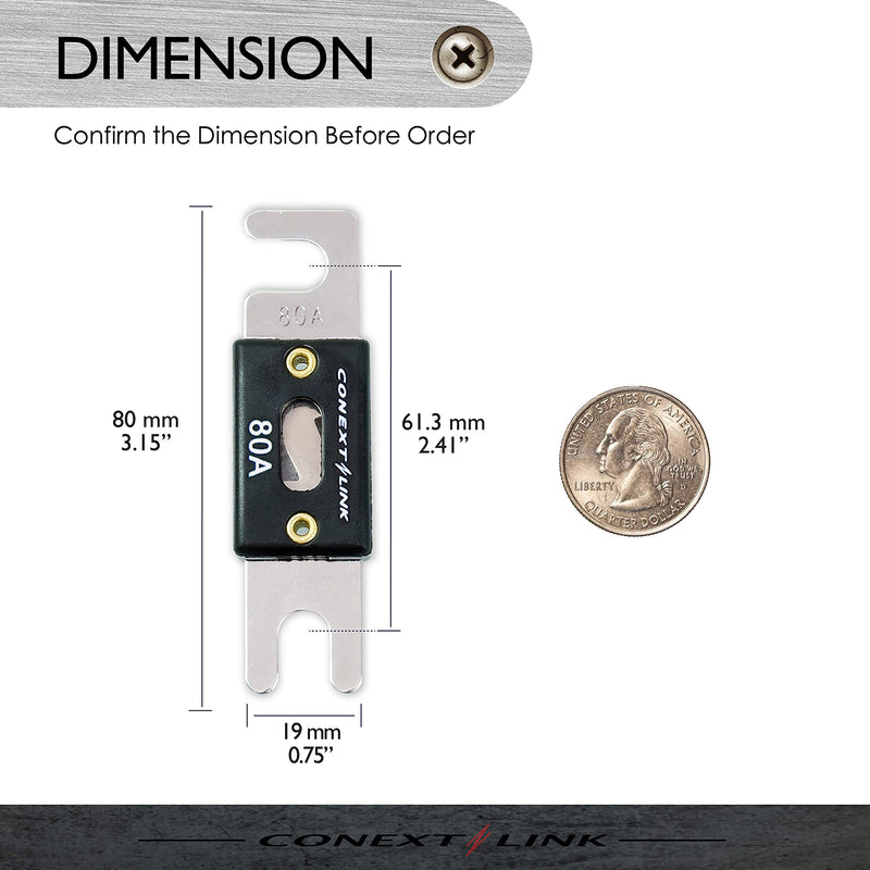 [Australia - AusPower] - Conext Link ANL80-5 80 A Amp ANL Blade Fuse Nickel Plated 5 Pack 80 Amp 