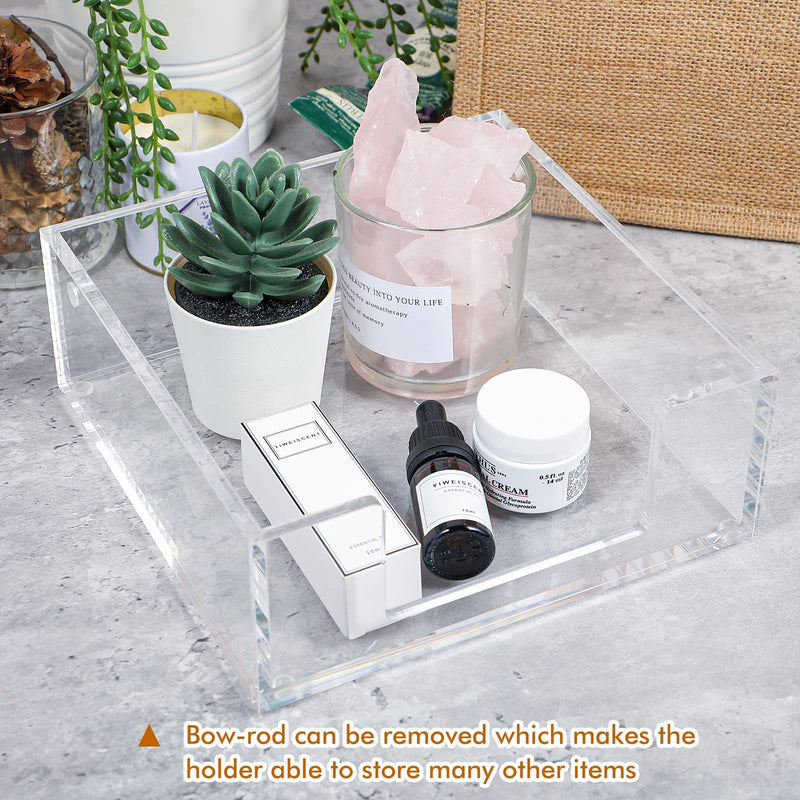 [Australia - AusPower] - Kamehame Napkin Holder Clear Acrylic Lunch Napkin Dispenser Square Beverage Cocktail Napkin Caddy Craft Acrylic Napkin Tray for Dining Table Kitchen Counter Restaurant Buffet Bathroom Vanity(7"x7") 7"x7" Napkin Holder 