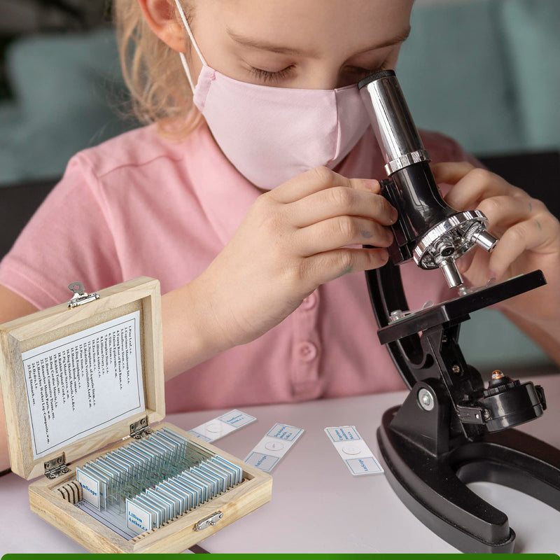 [Australia - AusPower] - AmScope PS25 Prepared Microscope Slide Set for Basic Biological Science Education, 25 Slides, Includes Fitted Wooden Case Brown 