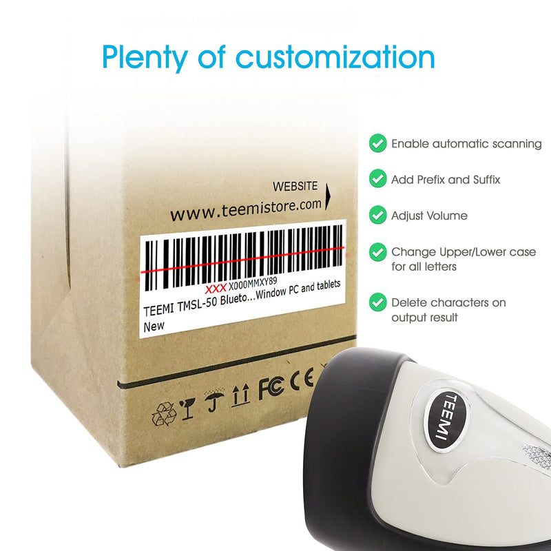 [Australia - AusPower] - TEEMI Bluetooth Barcode Scanner with Optional Stand, 1d Laser Handheld Automatic Bar Code Reader for iPhone iPad Android Tablet PC, Mac OS X, Android, Windows 10 and iOS 14 (No Stand) No stand 