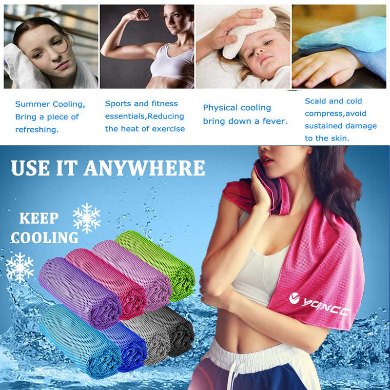 [Australia - AusPower] - YQXCC 4 Pcs Cooling Towel (47"x12") Cool Cold Towel for Neck, Microfiber Ice Towel, Soft Breathable Chilly Towel for Yoga, Golf, Gym, Camping, Running, Workout & More Activities 2*dark Gray/2*light Gray 