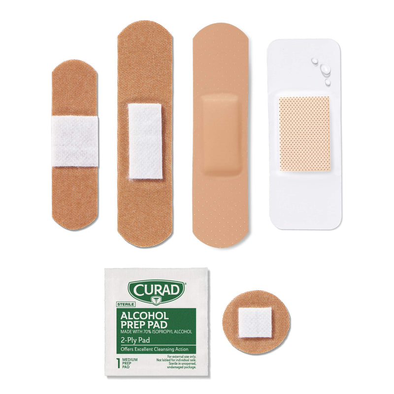 [Australia - AusPower] - Curad First Aid Portable Pack, Ideal for Travel, Carry-on, Backpacks, Water Resistant Pouch, Variety Size Bandages, Alcohol Swabs, 12 Packs 
