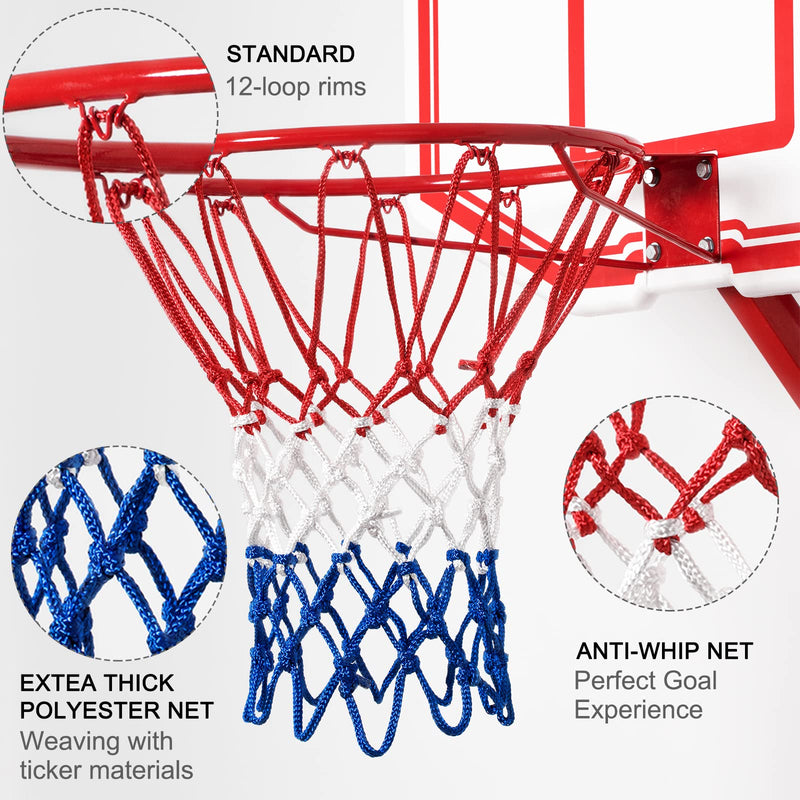 [Australia - AusPower] - NEIJIANG Basketball Net Outdoor, 2022 Upgrade Thick Professional Basketball Net Replacement Heavy Duty, All Weather Anti Whip Color Never Fade -12 Loops (Red White Blue) 