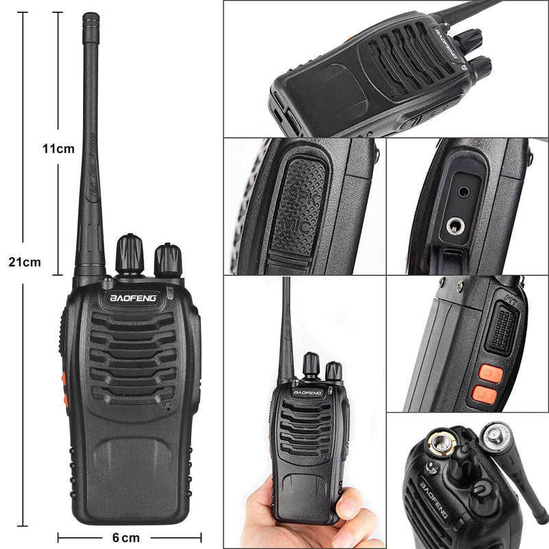 [Australia - AusPower] - Baofeng Long Range Walkie Talkies Two Way Radios with Earpiece 2 Pack UHF Handheld Rechargeable BF-888s Interphone for Adults or Kids Hiking Biking Camping Li-ion Battery and Charger Included Black-2Pcs 