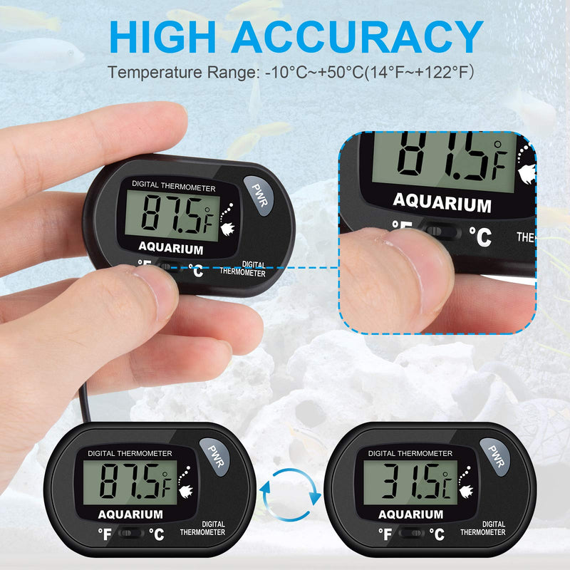 [Australia - AusPower] - 2-Pack Aquarium Thermometer, Fish Tank Thermometer, AikTryee Water Thermometer with LCD Display Fahrenheit/Celsius(℉/℃) for Vehicle Reptile Terrarium Fish Tank Refrigerator. 