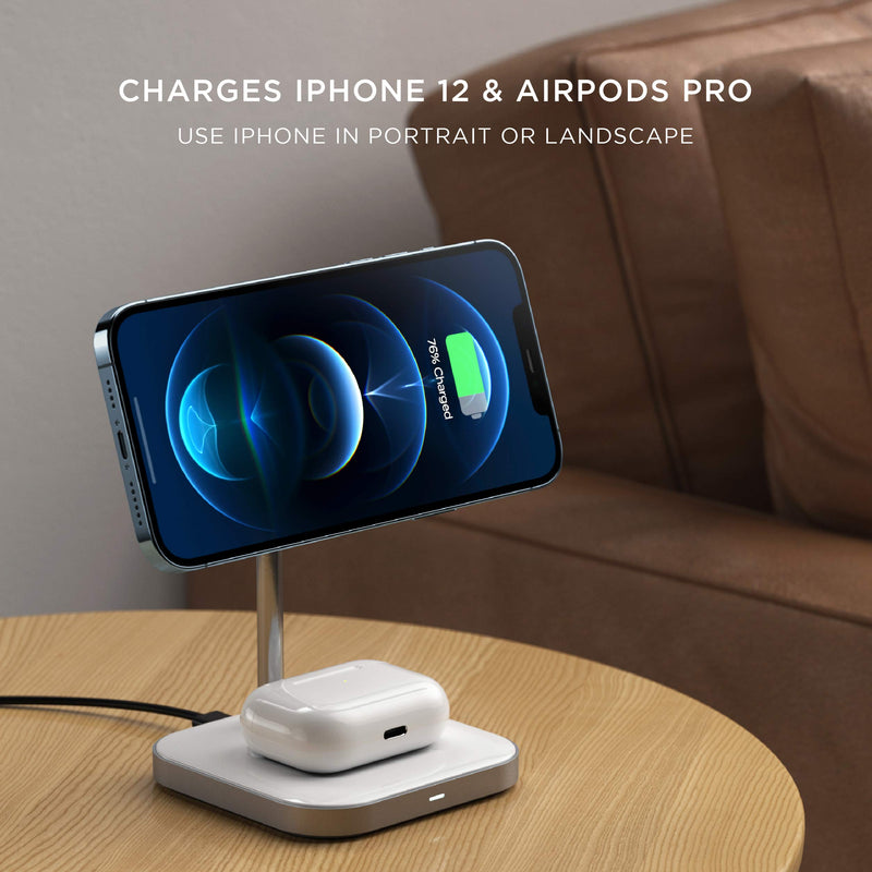 [Australia - AusPower] - Satechi Aluminum 2-in-1 Magnetic Wireless Charging Stand – Compatible with iPhone 13 Pro Max/13 Pro/13 Mini/13 with MagSafe, AirPods Pro 
