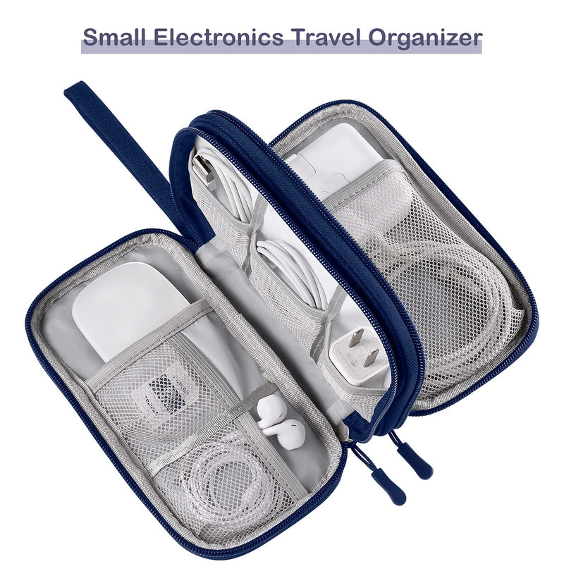 [Australia - AusPower] - DDgro Electronics Travel Organizer, Accessories Pouch Bag for Keeping Power Cord/Charger/Cables/Wireless Mouse/Kid’s Pens Organized (Small, Navy Blue) Small 