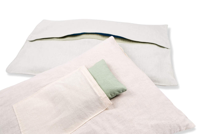 [Australia - AusPower] - Kanjo Aroma Mint Acupressure Pillow - 100% Cotton Linen Pillow with Natural Cork Filling - Aromatherapy Pillow for Back Pain and Neck Pain Relief 
