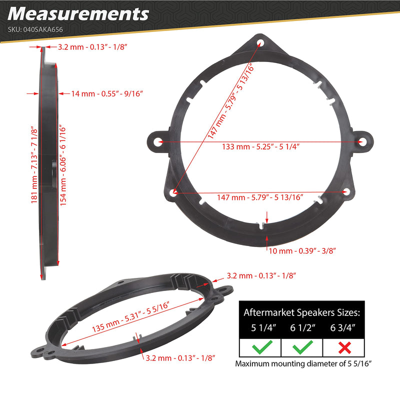 [Australia - AusPower] - Scosche 2005-Up Kia Spectra 5.25” or 6.5” Speaker Adapter for Front Doors (1 Pair) SAKA656 