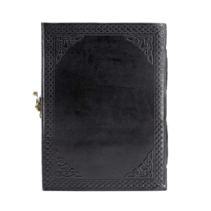 [Australia - AusPower] - Handmade Leather Double Dragon Journal/Writing Notebook Diary/Bound Daily Notepad for Men & Women Unlined Paper Medium, Writing pad Gift for Artist, Sketch (7 X 5, Black) 7 X 5 