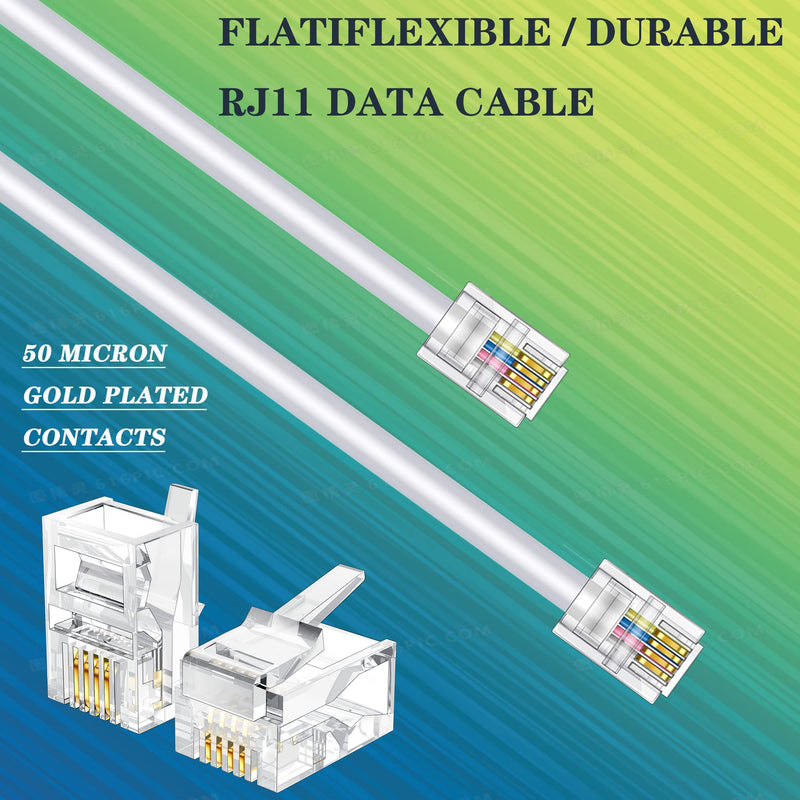 [Australia - AusPower] - Ubramac 3Pack Phone Telephone Extension Cord 6 inch Cable Line with Standard RJ11 6P4C Plugs for Landline Phone and Fax(White,6 inch) 