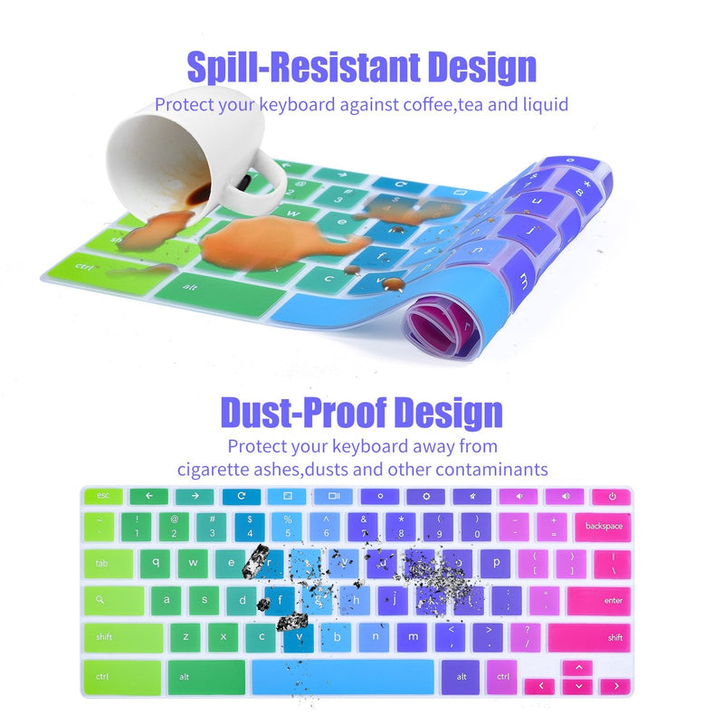[Australia - AusPower] - Colorful Keyboard Cover for 2020-2017 Samsung Chromebook 4 3 XE310XBA XE500C13 XE501C13 11.6/Chromebook 4 15.6" XE350XBA/Chromebook 2 XE500C12/Chromebook Plus V2 XE520QAB XE521QAB 12.2", Rainbow 