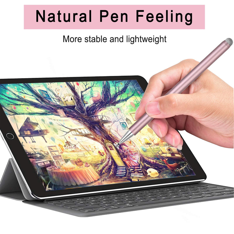[Australia - AusPower] - Stylus Pens for iPad, Touch Screens Stylus Pencils High Sensitivity Disc & Fiber Tip Universal Stylus with Magnetic Cap Compatible with iPad, iPhone, Android, Microsoft Tablets white/rose gold 