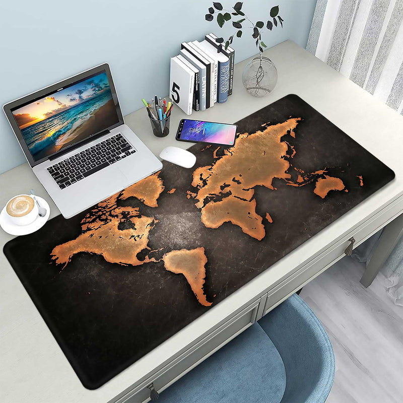 [Australia - AusPower] - Apottwal Desk Pad, XXL Gaming Mouse pad - Extended Mouse Mat, Mousespad and Desk Mat, Easy Clean Waterproof Desk Cover for Desktop, Desks Protector for Office Home,Black World Map ( 31.5" x 16" ) Black World Map 