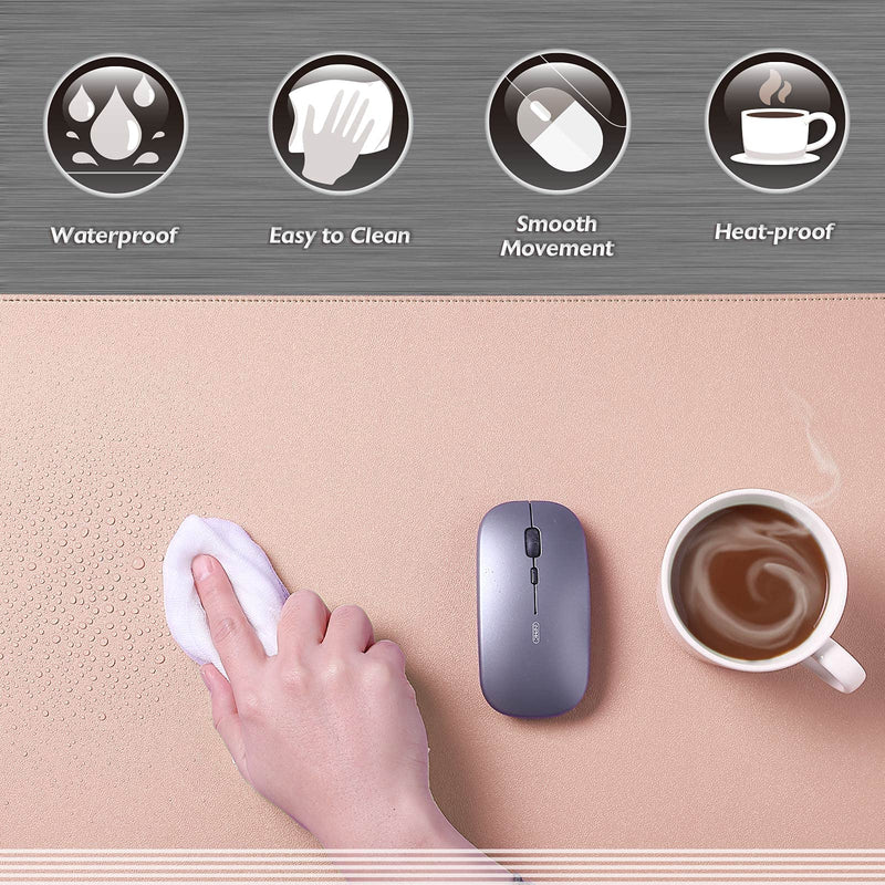 [Australia - AusPower] - Knodel Desk Mat, Dual-Sided Office Desk Pad, Mouse Pad, Waterproof Desk Mat for Desktop, Desk Pads & Blotters, PU Leather Desk Pad Protector (31.5" x 15.7", Pink) Pink/Silver 31.5" x 15.7" 