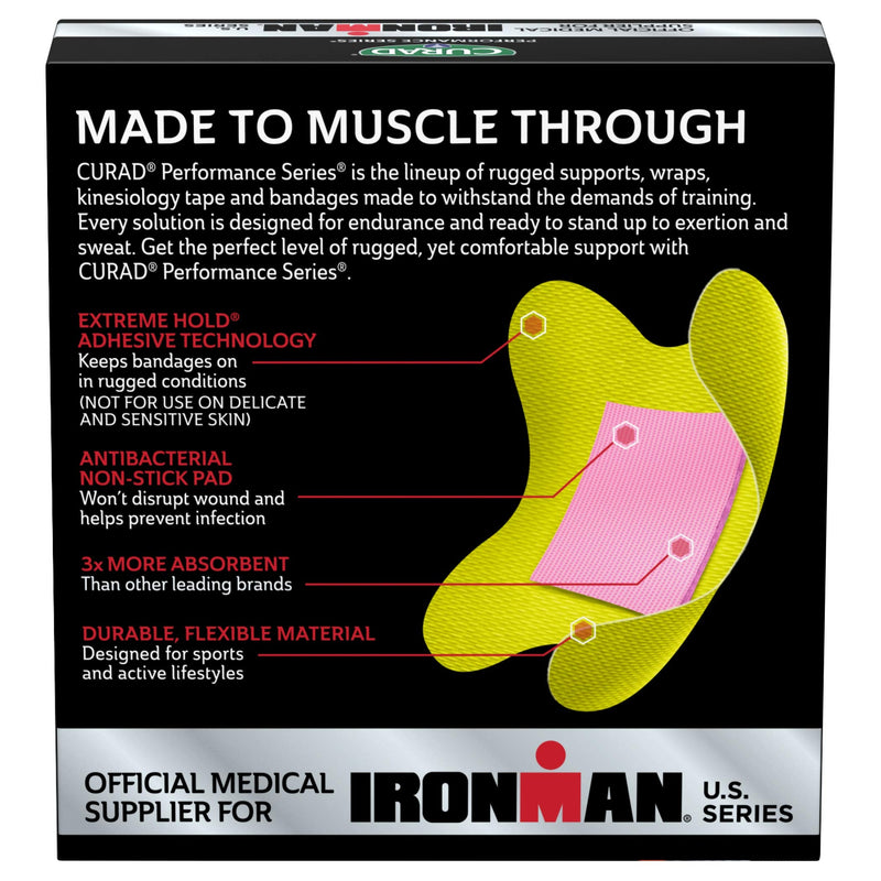 [Australia - AusPower] - Curad Performance Series Ironman Knee and Elbow Antibacterial Bandages, Extreme Hold Adhesive Technology, Fabric Bandages, 10 Count (Pack of 3) 