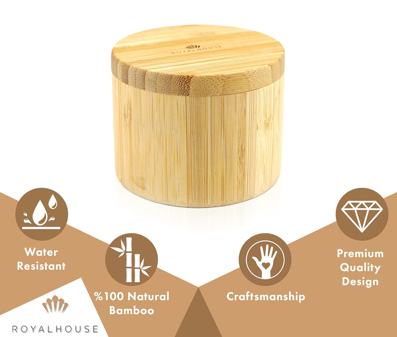 [Australia - AusPower] - ROYALHOUSE Bamboo Salt Holder With Bamboo Lid, Healthy And Safe Storage For Salt,Pepper And More Herbs (Pack of 2) Pack Of 2 