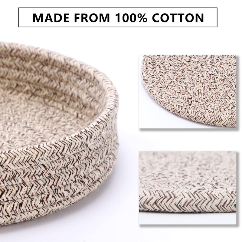 [Australia - AusPower] - Pot Holders Trivets Set 4 Pcs and Kitchen Storage Basket 1 Pack, Cotton Trivet Mat 7 Inchs for Hot Pots and Pans, Potholders for Hot Dishes, Table Countertop Protector Hot Pads Heat Resistant (Brown) Brown 
