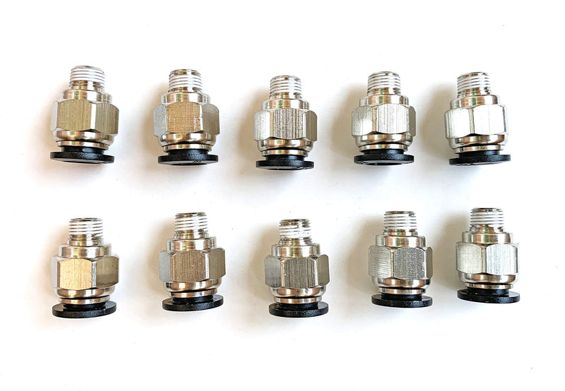 [Australia - AusPower] - 1/8" PT Male Thread 10mm Straight Pneumatic Push in Quick Fitting Connectors for PETF Tube 10Pcs 10mm 1/8" 