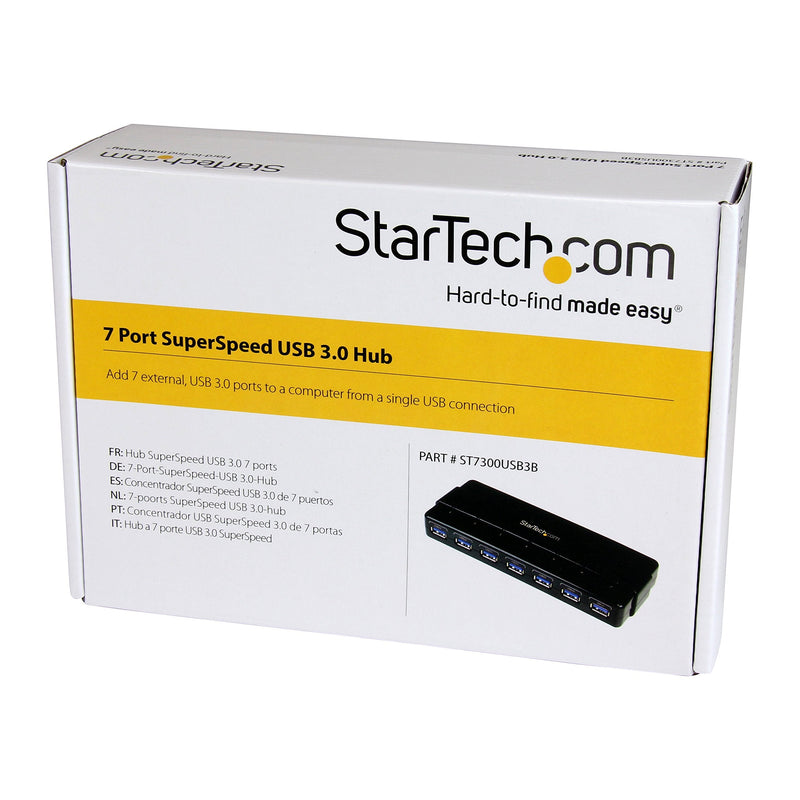 [Australia - AusPower] - StarTech.com 7 Port USB 3.0 Hub – Up To 5 Gbps – 7 x USB – Universal Multi Port USB Extender for Your Desktop – USB Powered (ST7300USB3B) 