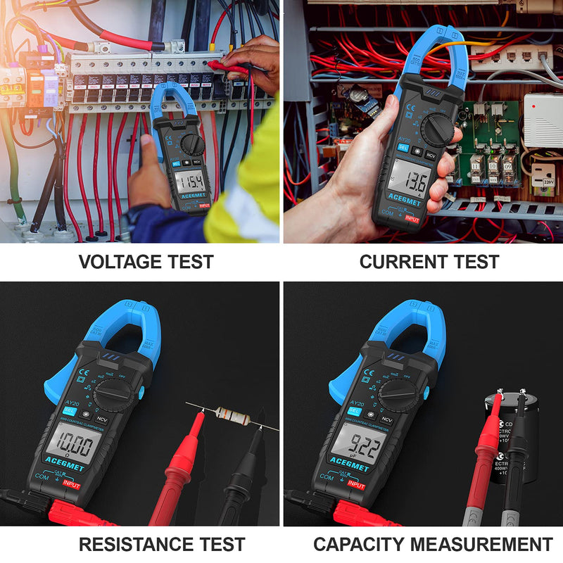 [Australia - AusPower] - Digital Clamp Meter, ACEGMET 6000 Counts AC Current Amp Meter Non Contact Voltage Tester AC/DC Voltage Tester with Amp, Volt, Ohm, Continuity, Diode and Resistance Test 600A Clamp Multimeter 6000.0 Watts 