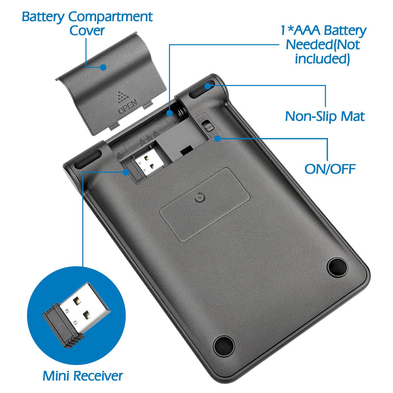 [Australia - AusPower] - Number Pads, Foloda Wireless Eexternal Data Entry Numeric Keypads 22 Keys 2.4G Num Pad for for Laptop, PC, Desktop, Surface Pro, Notebook Grey 