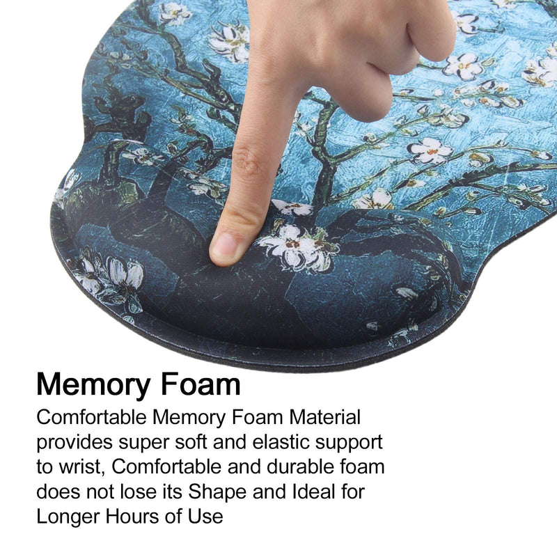 [Australia - AusPower] - Mouse Pads for Computers Van Gogh Ergonomic Memory Foam Nonslip Wrist Support-Lightweight Rest Mousepad for Office,Gaming,Computer, Laptop & Mac,Pain Relief,at Home Or Work 