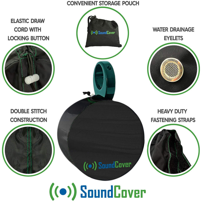 [Australia - AusPower] - Extra Large Black Marine Wakeboard Tower Pod Speaker Storage Covers for Large Round Boat Speakers - Cover Size Dimensions: Height 14" x Width 14" x Depth 12.8” - Check Dimensions Before Ordering 