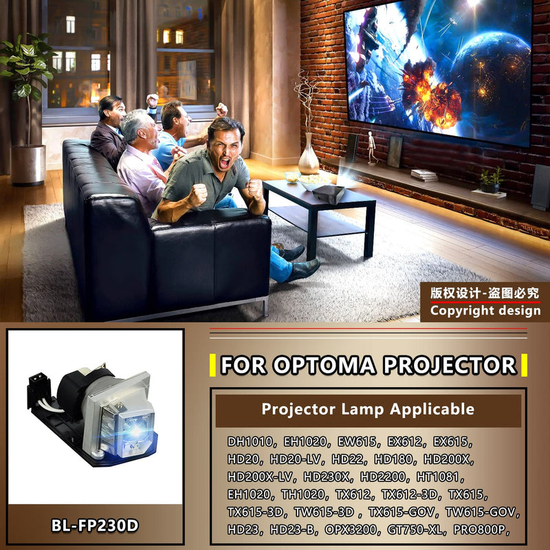 [Australia - AusPower] - STAR-LAMP BL-FP230D Replacement Projector Lamp Bulb with Housing for Optoma HD20,Optoma HD180,Optoma DH1010, EH1020, EW615, EX612, EX615, HD200X 