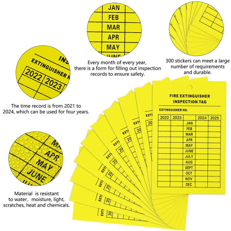 [Australia - AusPower] - 50 Pieces Monthly Fire Extinguisher Inspection Tags Record 4-Year Maintenance Tags Fire Extinguisher Recharge and Inspection Record Tag Yellow for Indoor Outdoor Fire Extinguishers 