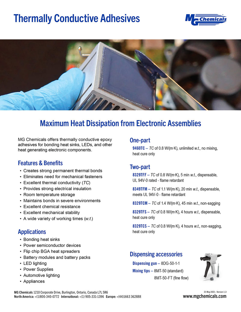 [Australia - AusPower] - MG Chemicals - 8329TCM-6ML 8329TCM Thermally Conductive Adhesive, Medium Cure, 14 g, 2 Dispensers, 6 mL Kit, 