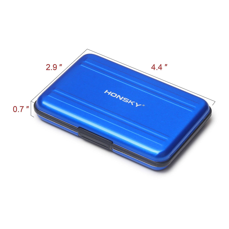 [Australia - AusPower] - Honsky Aluminum UHS-I SD Micro SD SDHC SDXC TF SecureDigital Memory Card Carrying Case Holder Organizer Box Keeper for Computer Camera Media Storage Organization,Blue Blue 