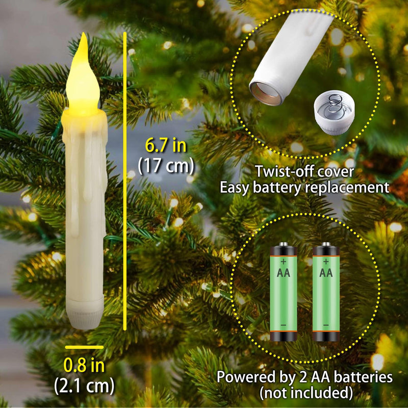 [Australia - AusPower] - Yakpo 6 Pack Remote LED Taper Candles Battery Operated, Halloween Floating Candle Lights Flickering Flameless Outdoor Electric Flicker Fake Candle Bulk, Window Chandelier Holder Christmas Decorations 