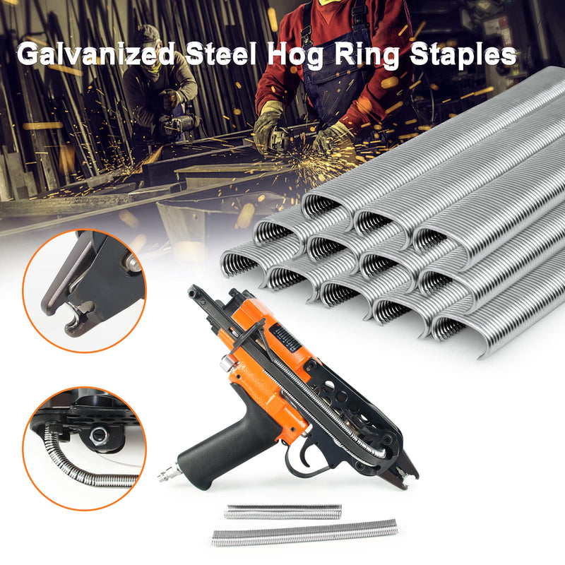 [Australia - AusPower] - Kimsing SC760 16 Gauge C Ring Staples 1/2" Inside Crown 5/8" Outside Crown Hog Ring Staples C Rings Galvanized Steel Hog Rings Collated Staples for Staple Gun 1,000 PCS/Pack (Galvanized Steel) 1,000 PCS(Galvanized Steel) 
