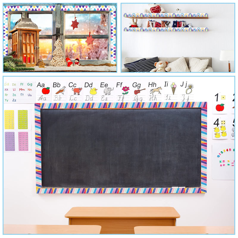 [Australia - AusPower] - Watercolor Stripes Straight Rolled Border Trim Bulletin Board Border Classroom Borders for Bulletin Board with 100 Pcs Double Sided Adhesive Dots Poster Stickers for School (Delicate Style,59 feet) 59 feet Delicate Style 