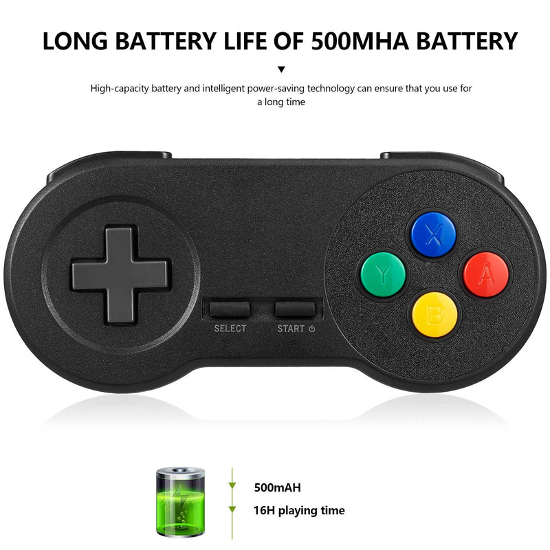 [Australia - AusPower] - (2 Pack) 2.4GHz Wireless USB SNES Style Controller Compatible with Super Retro Games, suily Game pad for Windows PC MAC Linux Raspberry Pi Emulator [Plug & Play] [Rechargeable] (Black) Black 