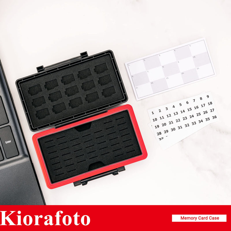 [Australia - AusPower] - Kiorafoto 58 Slots TF Micro SD Memory Card Case Holder Water-Resistant Anti-Shock Storage Organizer with Labels & Notepaper for 58 TF MSD Microsd Microsdhc Microsdxc Memory Cards *2022 Vertical Style for 58 Micro SD 
