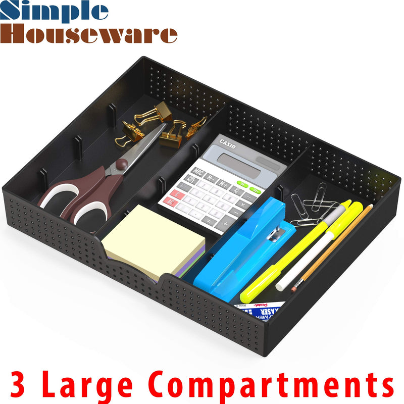 [Australia - AusPower] - Simple Houseware Drawer Organizer Tray with 9 Adjustable Compartments, Black 1 Pack 