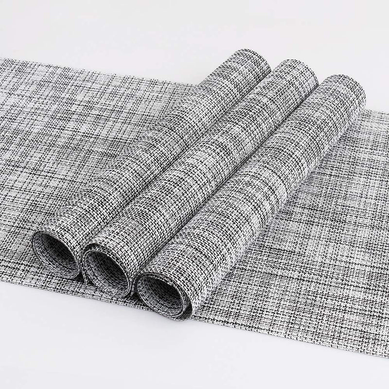 [Australia - AusPower] - homEdge PVC Placemat, 4 PCS of Non-Slip Heat Resistant Place Mats, Washable Vinyl Placemats, Set of 4 – Gray 