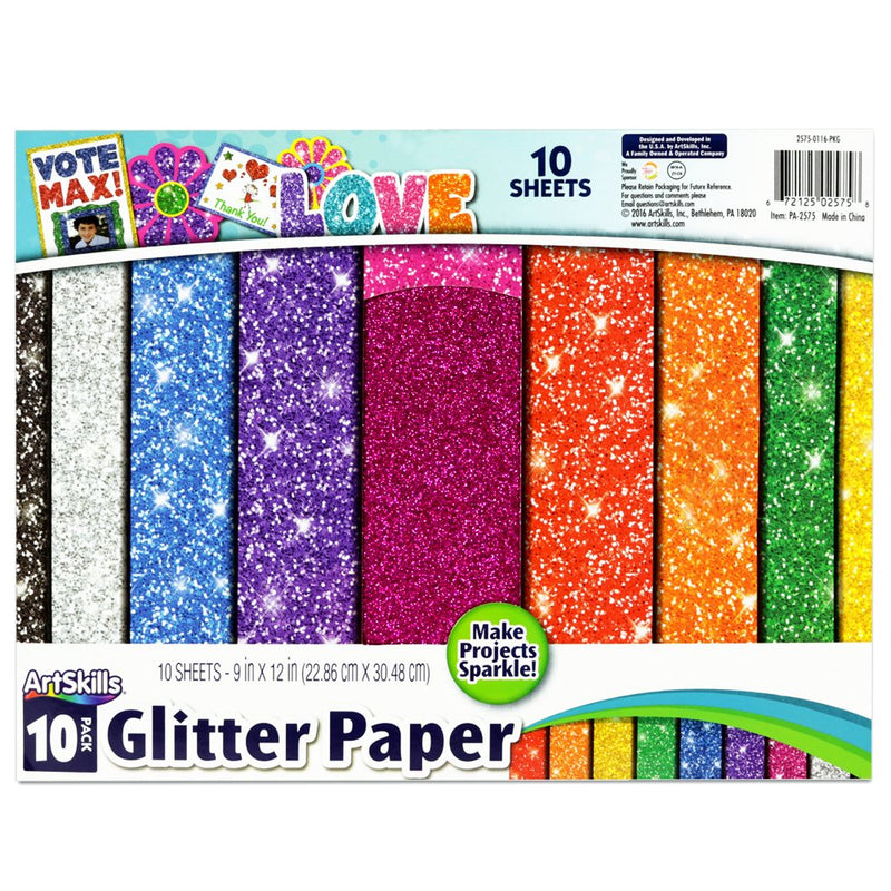 [Australia - AusPower] - ArtSkills 9" x 12" Paper for Arts & Crafts, 10 Pcs, Assorted Glitter 