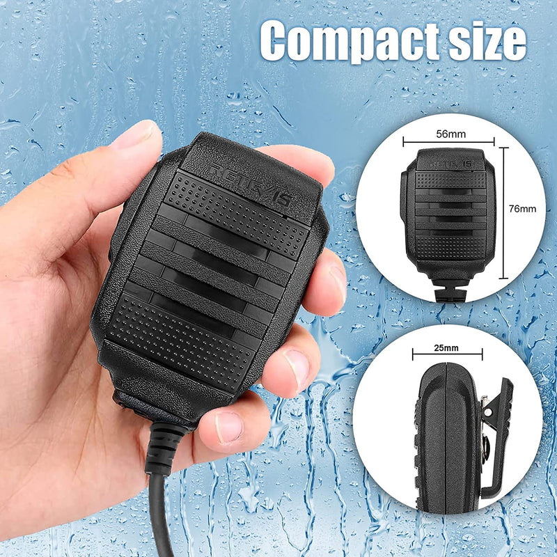 [Australia - AusPower] - Retevis Walkie Talkie Mic, Shoulder Speaker, IP54 Waterproof Microphone for BF-F8HP Baofeng UV-5R Retevis H-777 RT19 RT21 RT22 RT27 RT-5R Arcshell AR-5 Two Way Radios (2 Pack) 
