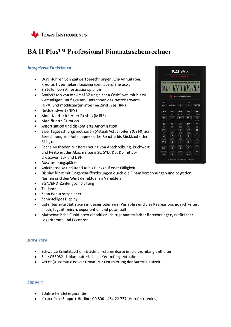 [Australia - AusPower] - BA II Plus™ Professional Financial Calculator 