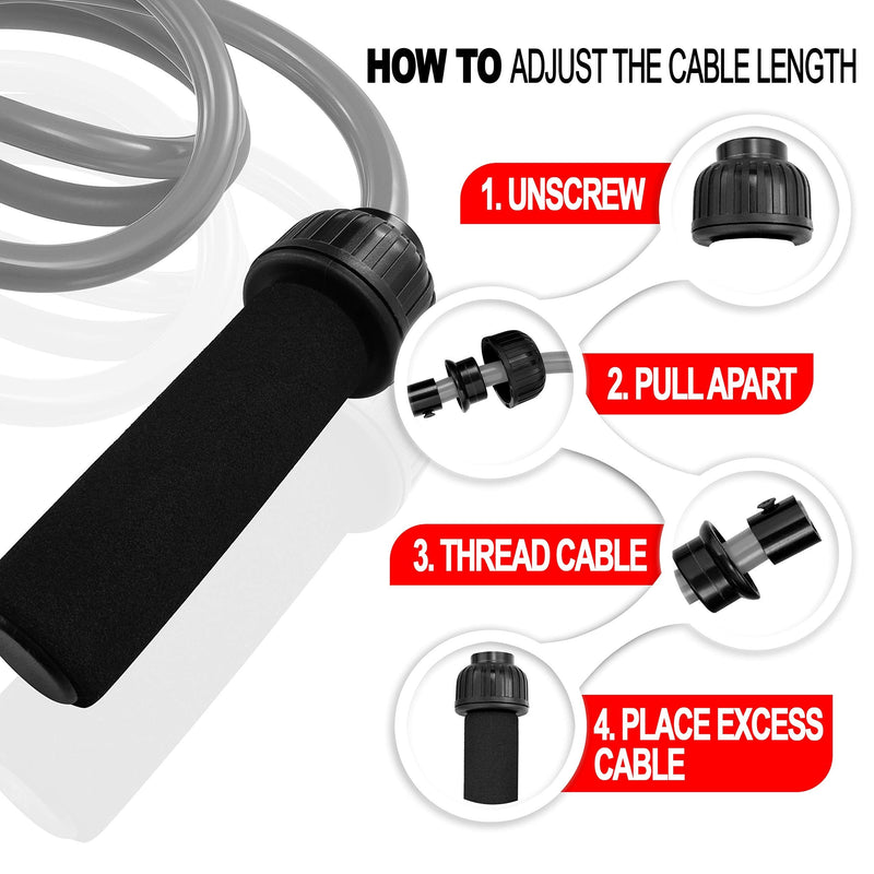 [Australia - AusPower] - Weighted Jump Rope - (1LB) Solid PVC for Crossfit and Boxing - Heavy Jump Rope with Memory Non-Slip Cushioned Foam Grip Handles for Fitness Workouts Endurance and Strength Training 