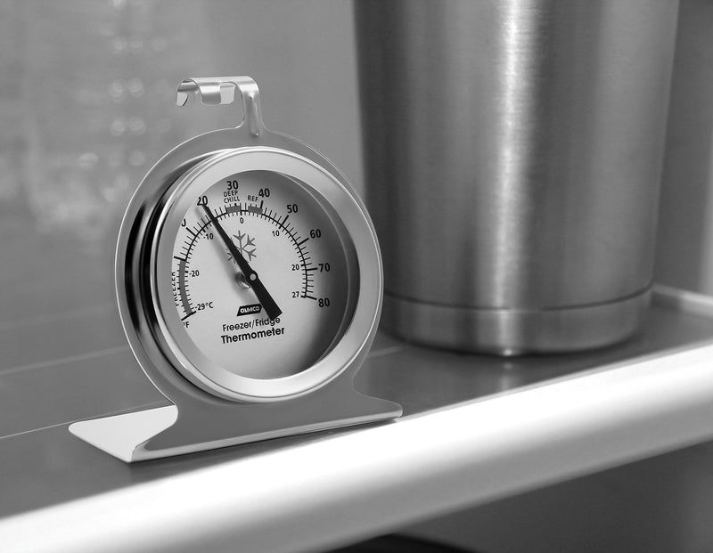 [Australia - AusPower] - Camco Durable Steel Refrigerator-Freezer Thermometer - Monitors the Internal Temperature of Your Refrigerator or Freezer, Hooks or Stands Alone (42114) 