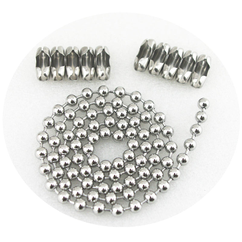 [Australia - AusPower] - Glory Qin 6mm Stainless Steel Ball Chains & 10 Matching connectors (6mm, 10 feet) 