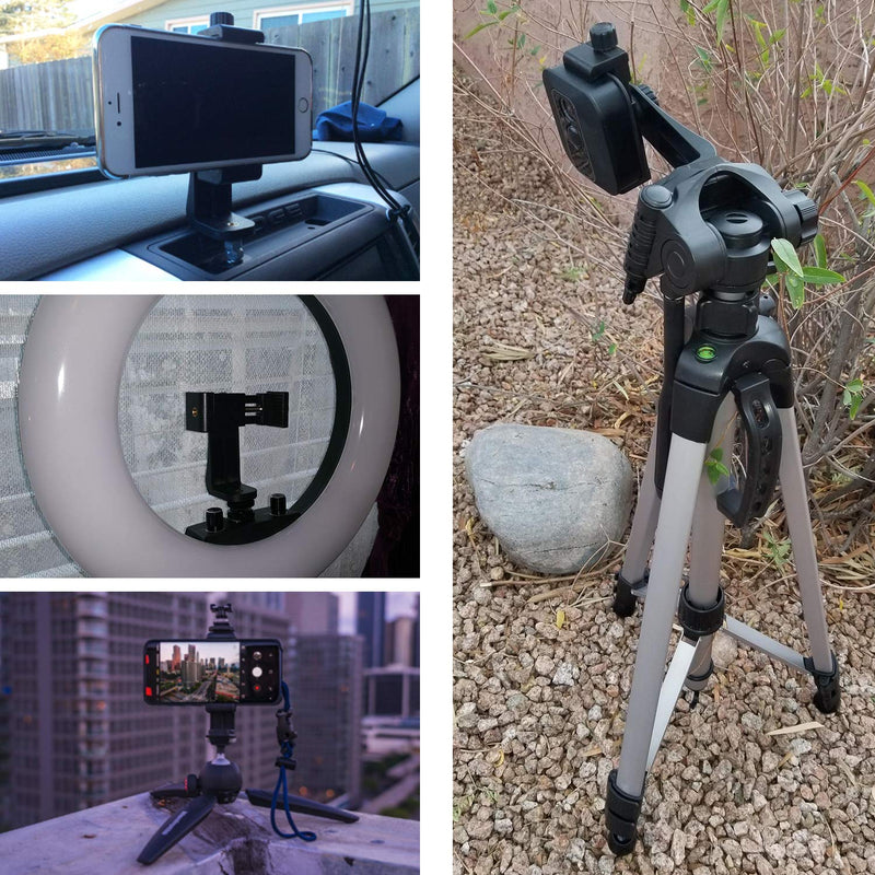 [Australia - AusPower] - Universal Smartphone Cell Phone Mount Holder Adapter for Tripods or Stands with Standard 1/4 Inch Mount Screw, can Rotates Vertically and Horizontally 
