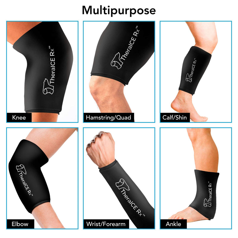 [Australia - AusPower] - TheraICE Rx Elbow & Knee Ice Pack for Injuries Compression Sleeve, Reusable Gel Cold Pack for Knee, Elbow, Ankle, Calf - Flexible Cold Wrap Recovery for Meniscus, ACL, MCL, Bursitis Pain Relief (S) Small Black 